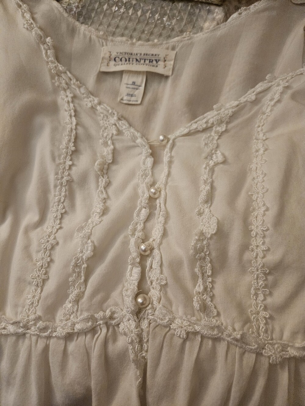 Victoria's Secret Boho Lace-Trim Maxi Nightgown Dress in Cream - Picture 5 of 6